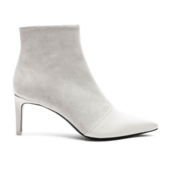 RAG & BONE Leather Suede White Heeled Pointed Toe Beha Ankle Boots Size 38 - Picture 1 of 12